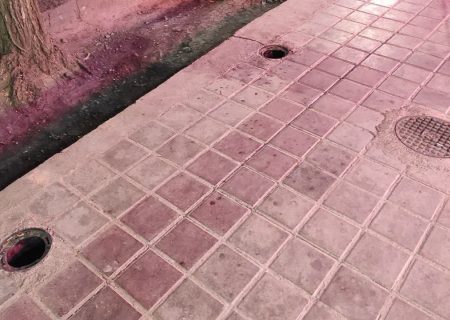 مشکل سوراخ های پیاده روی خیابان حکیم نصرالله