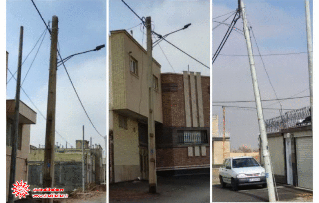 تعویض پایه برق فرسوده در خیابان پیروزی