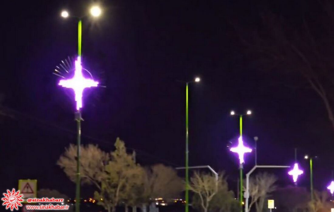 جلوه‌ای تازه در ورودی‌های شهر شهرضا با نصب المان‌های نوری