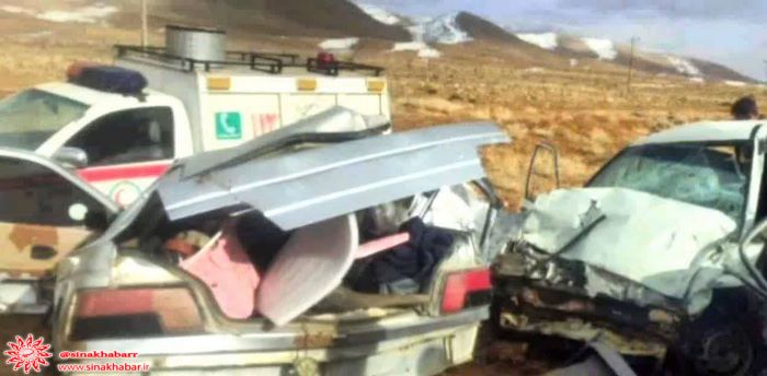 یک فوتی و ۱۰ مصدوم در حادثه برخورد دو خودرو